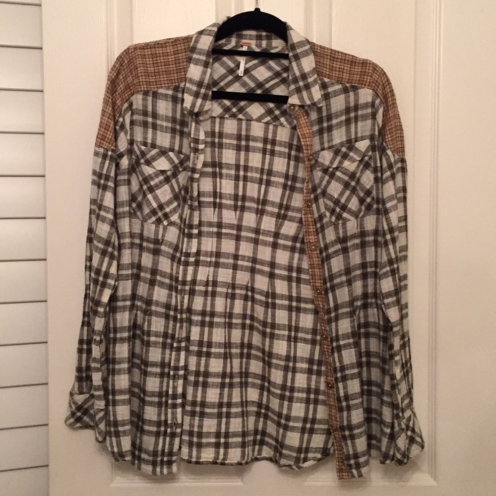 Free People Button-up Plaid Shirt